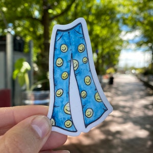 Positive Hosen Sticker // Smiley Hosen Sticker, Hippie Hose Sticker, Happy Pants Sticker, Phone Sticker, Laptop Sticker