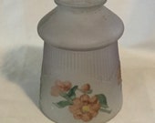 Antique Frosted Reverse Painted Floral Glass Lampshade