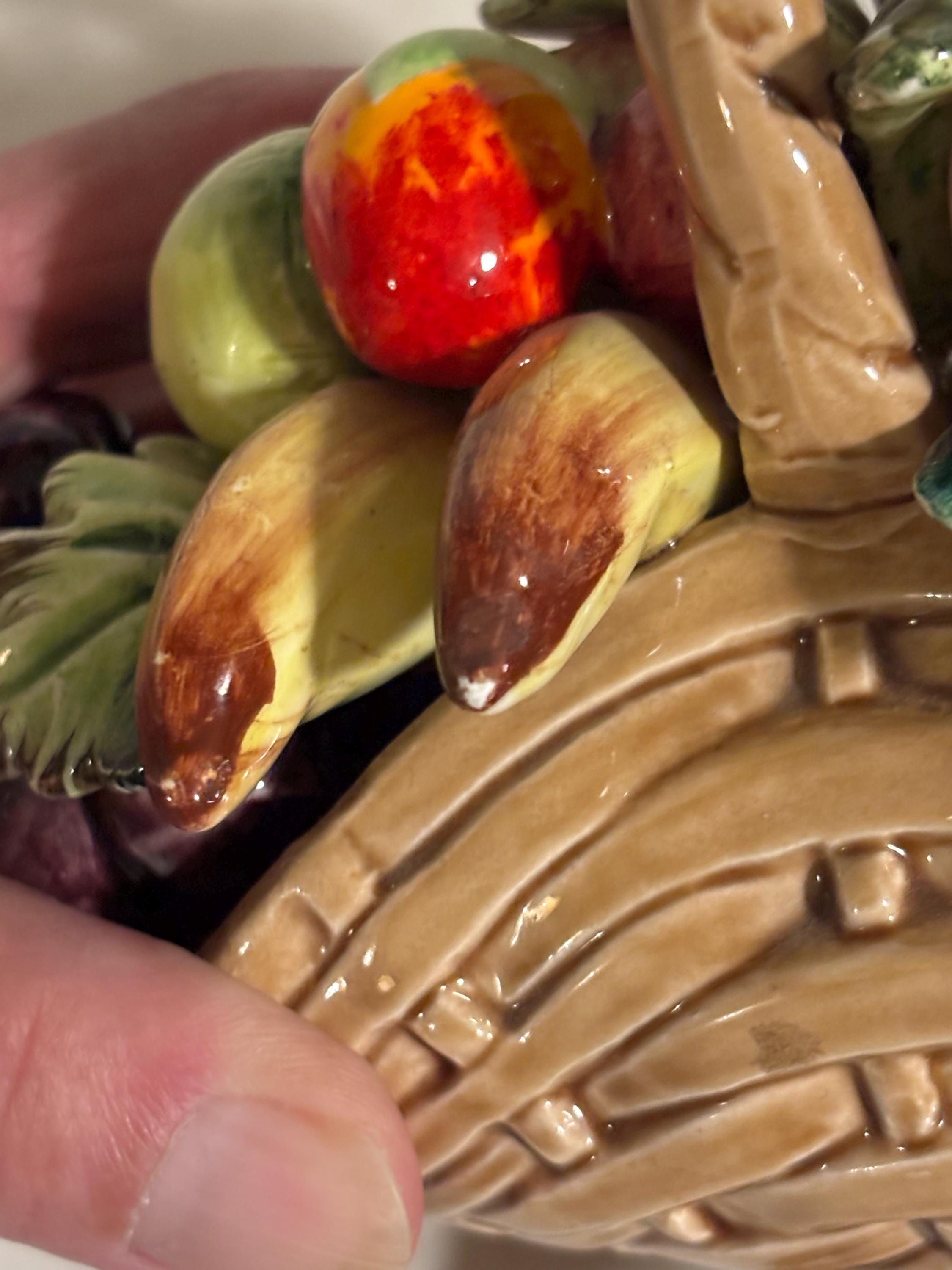 Vintage Colorful Majolica Style Figural Fruit Basket Made in Japan