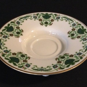 Vintage Lenox Radiant Collection Green Floral Shell Pattern Candle Dish