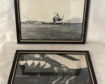 2 October 1972 Vietnam War Helicopter & Pilots Framed Photographs
