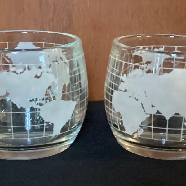 Vintage Pair Of Clear Glass Nestle Globe Mugs