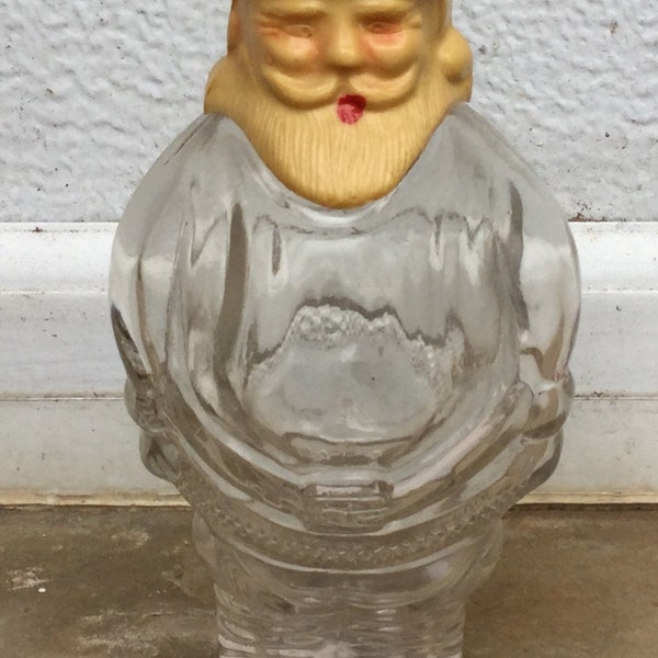 Antique J H Millstein Plastic Headed Santa Claus Glass Candy Container