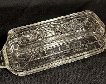 Vintage Hazel Atlas Ivy Pattern Lidded Butter Dish
