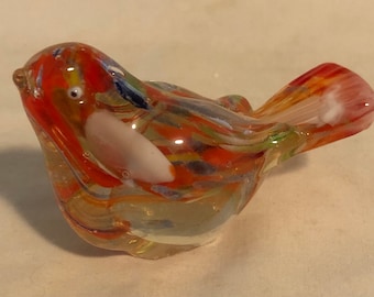 Vintage Multicolor Glass Figural Bird Paperweight Made in Japan