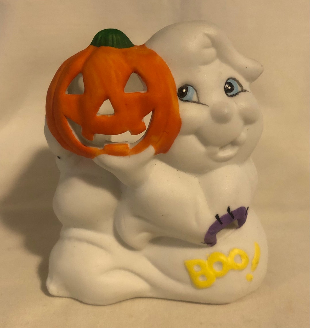 Vintage Halloween Ceramic Ghost Holding Jack O Lantern Candle Holder - Etsy