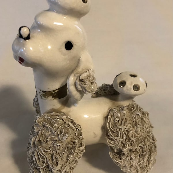 Vintage White Spaghetti Poodle Figurine as is