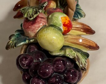 Vintage Colorful Majolica Style Figural Fruit Basket Made in Japan