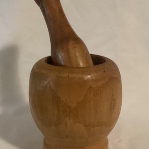 Vintage Carved Wood Mortar And Pestle