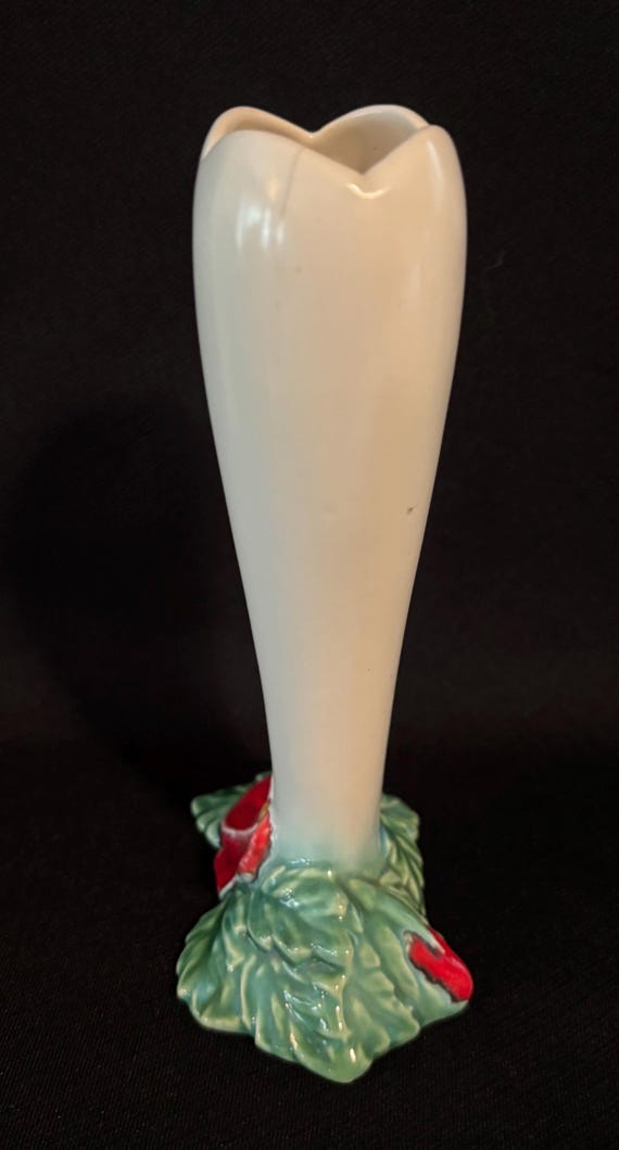 Vintage Art Deco Red Flower Pottery Bud Vass - Etsy