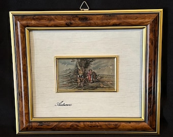 Vintage Framed Italian Autumn Scene on Sterling Silver Plaque