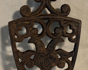 Vintage Cast Iron Double Eagle w/ Heart Trivet Valley Forge Pa