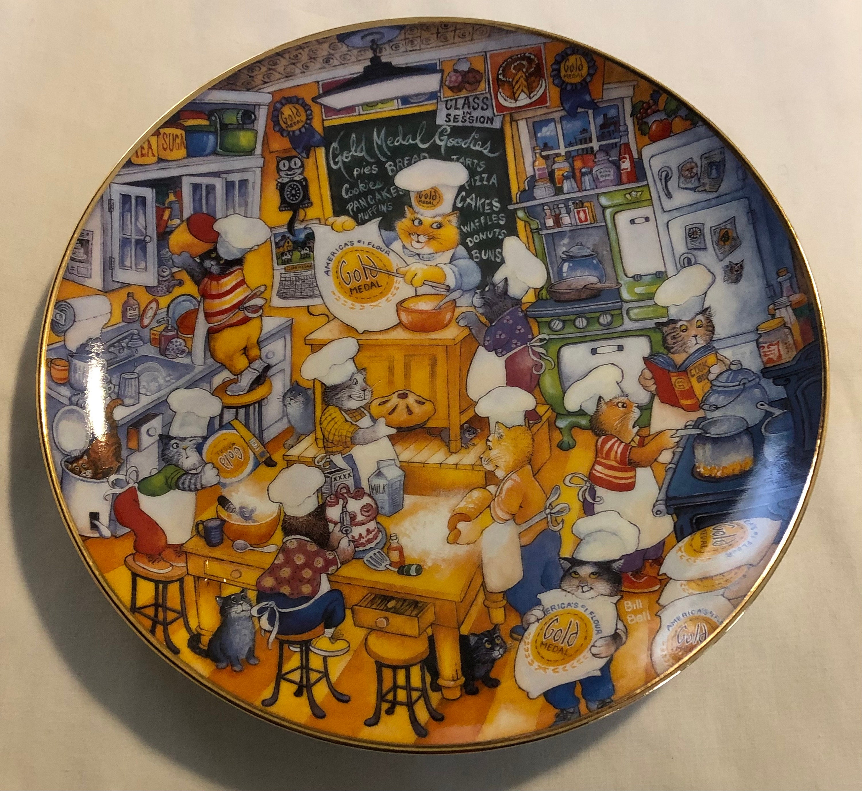 Vintage Franklin Mint Bill Bell Cooking With Class Porcelain Cat