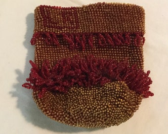 Unusual Signed Colorful Beaded Pouch