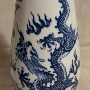 Blue and White Dragon Vase - Etsy