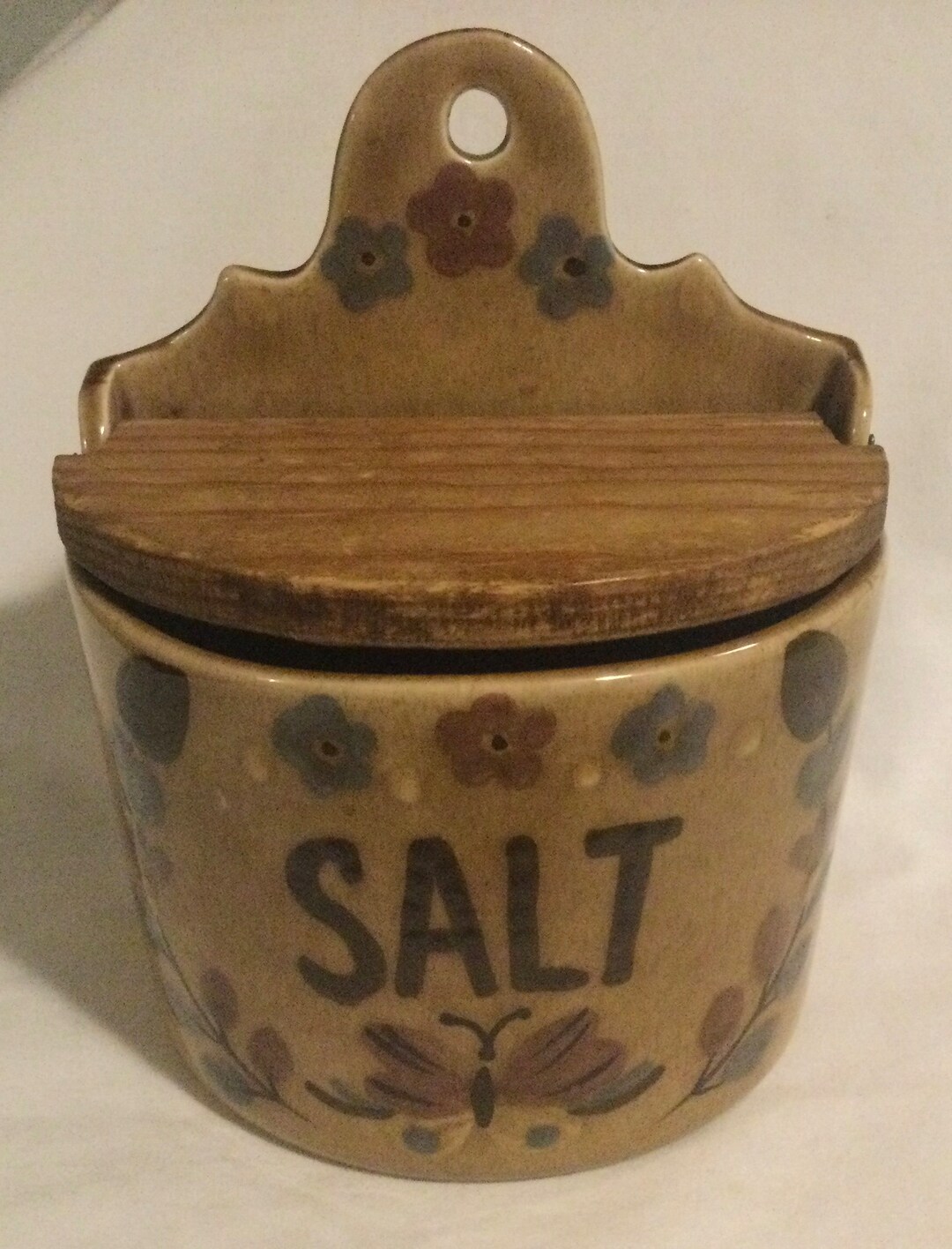 Vintage Cleminsons California Pottery Wood Lidded Salt Box Etsy