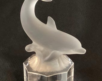 Vintage Frosted Glass Dolphin Figurine