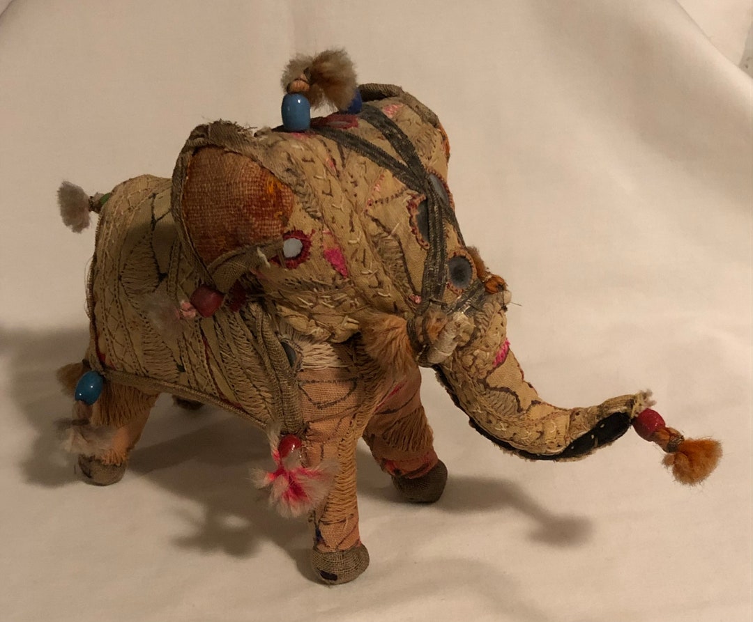 Vintage Anglo Raj Embroidered Elephant Figurine - Etsy