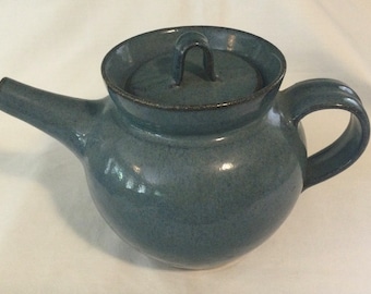 Hoosier Pottery Blue Stoneware Teapot