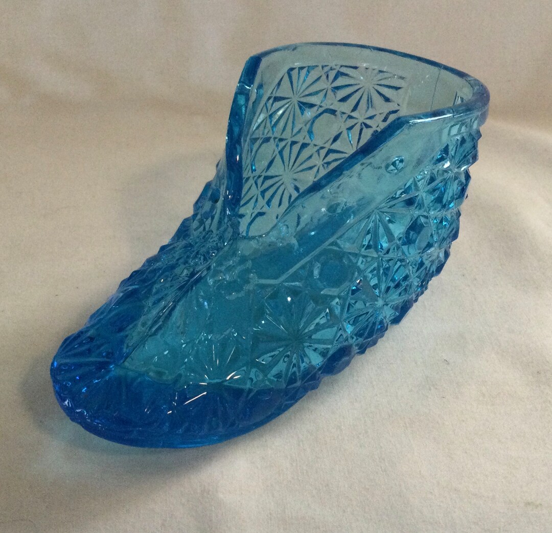 Duncan Patd Oct 19 1886 Blue Glass Shoe Slipper Button Etsy