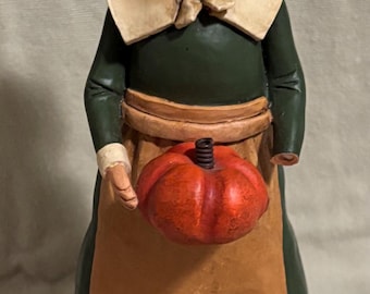 Janell Berryman Pumpkinseeds Folk Art Harvest Pumpkin Girl Figurine as is