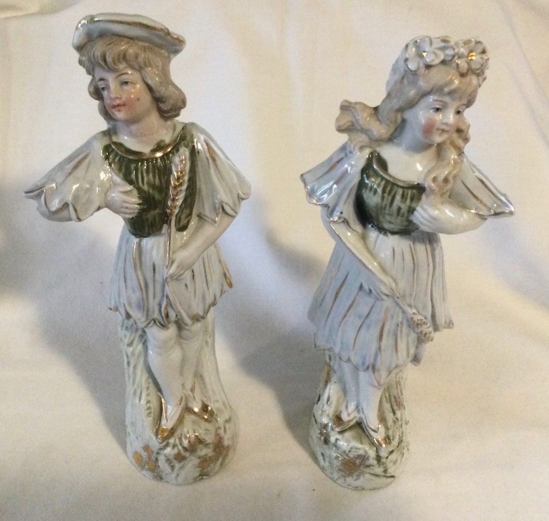 Antique Pair Victorian Man & Woman Cabinet Figurines - Etsy