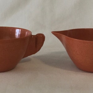 Vintage Color-Flyte By Branchell Orange Melmac Sugar Bowl and Creamer Pair