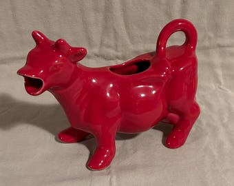 Vintage Figural Red Glaze Cow Creamer