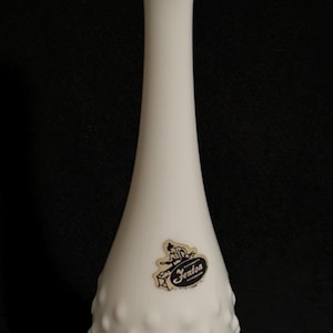 Vintage Retro Fenton Milk Glass Hobnail Swung Vase