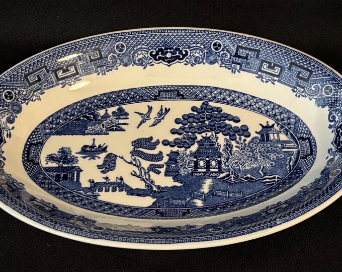 Johnson Brothers Blue Willow Pattern Deep Oval 7 3/4” Platter - Etsy