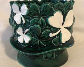 Vintage Relpo St Patrick’s Day Leprechaun Hat w/ Shamrocks Planter