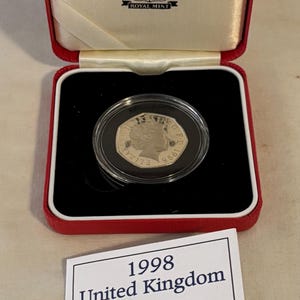 1998 Royal Mint United Kingdom Silver Proof Fifty Pence Coin 25th Anniversary EEC
