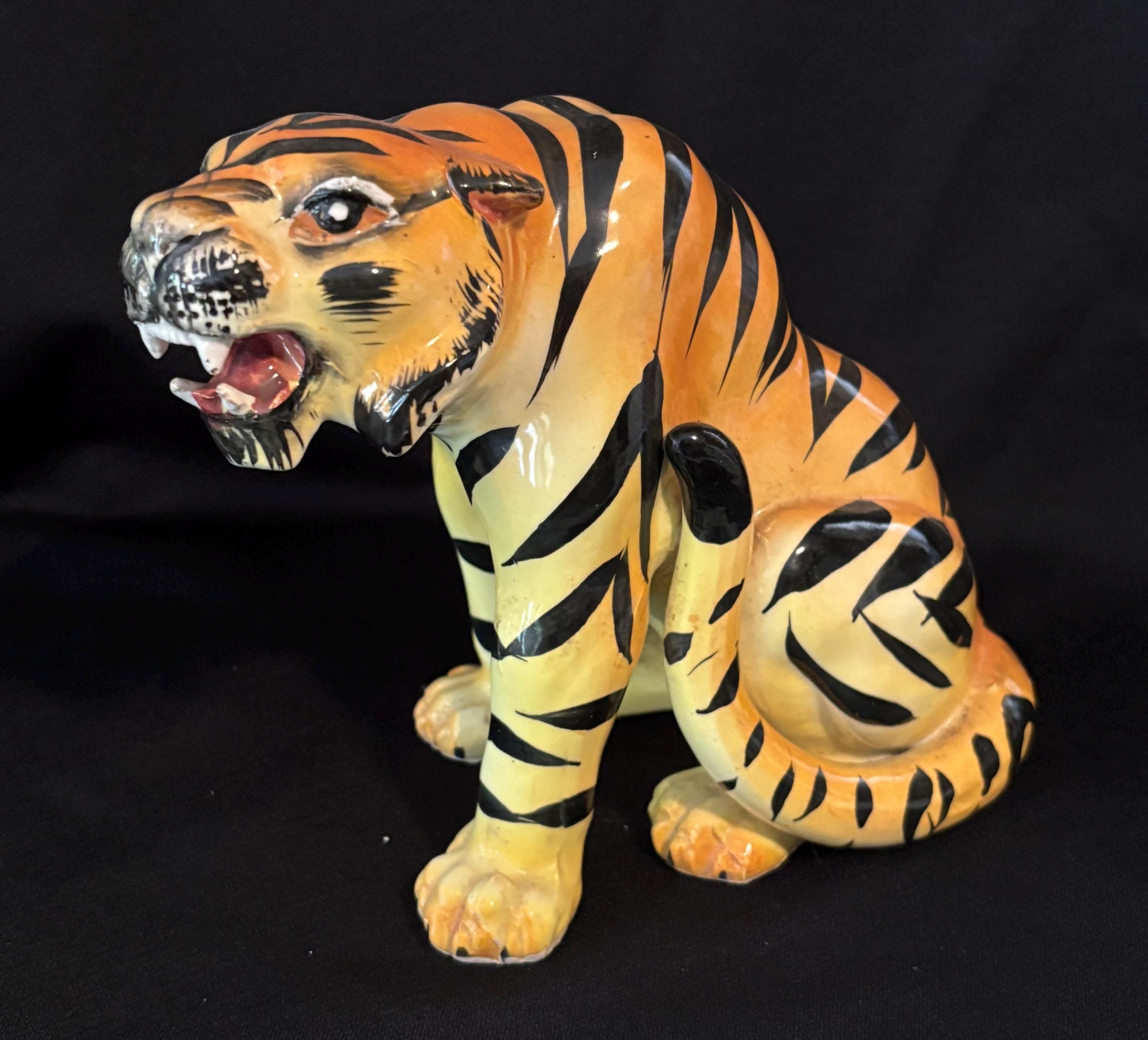 Vintage Ceramic Tiger Figurine - Etsy