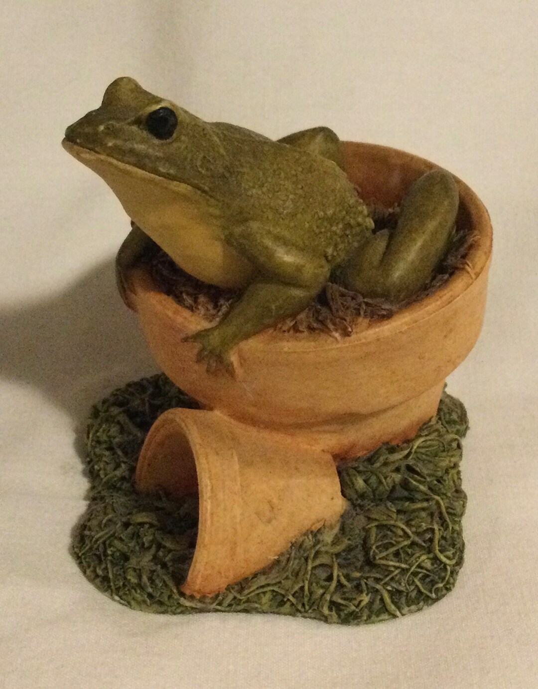 1996 Worcestershire England Ornamental Studio Frog in Flowerpot
