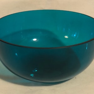Vintage Modernistic Tourmaline Blue Swedish Art Glass Bowl
