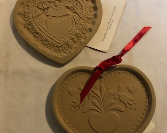 2 Vintage Brown Bag Cookie Art Heart Shaped Cookie Molds w/ Recipe Booklets 1984 & 1986
