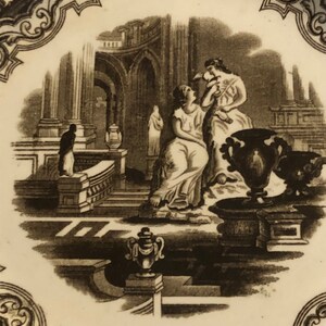 19th Century Brown Transfer Ware Staffordshire Classical Scene Plate image 2