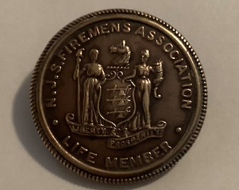 Vintage N.J. State Firemen’s Association Bronze Life Member Pin
