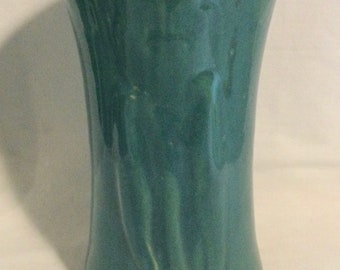 Antique Arts & Crafts Zanesville Stoneware Turquoise Glaze Tulip Flower Cylinder Vase