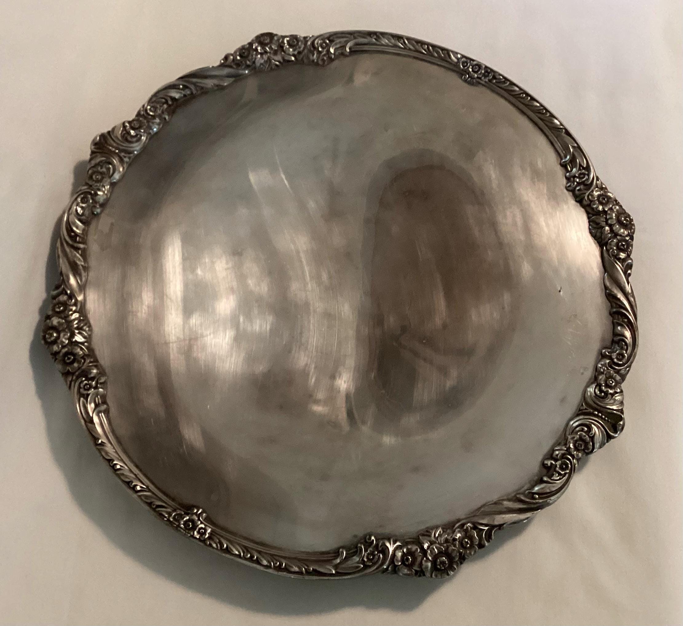 【Rogers Brothers】 HERITAGE ギャラリートレー 71cm Vintage 1847 Rogers Bros. Heritage Pattern Silverplate Cake