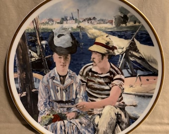 Vintage Large Edouard Manet “Boating” Limoges Porcelain Plate