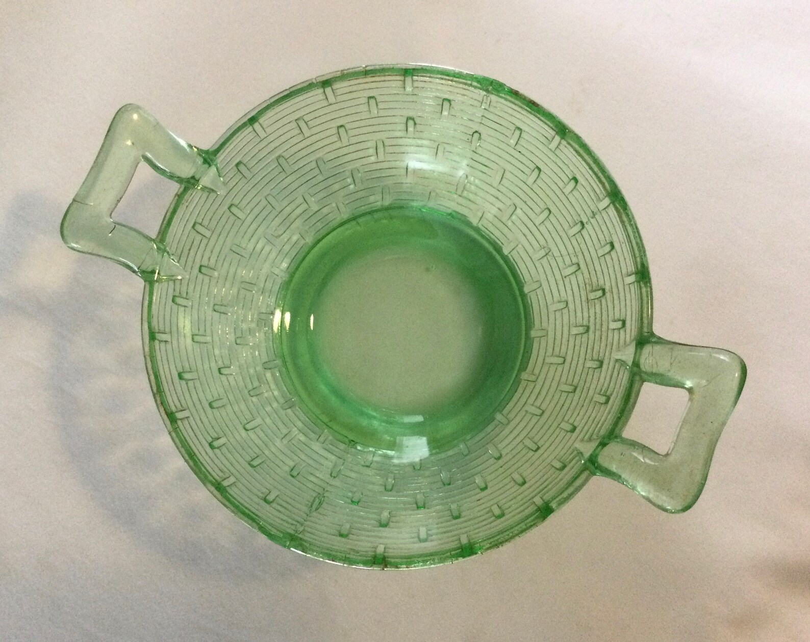 Vintage Green Depression Glass Basket Weave Pattern Two Etsy