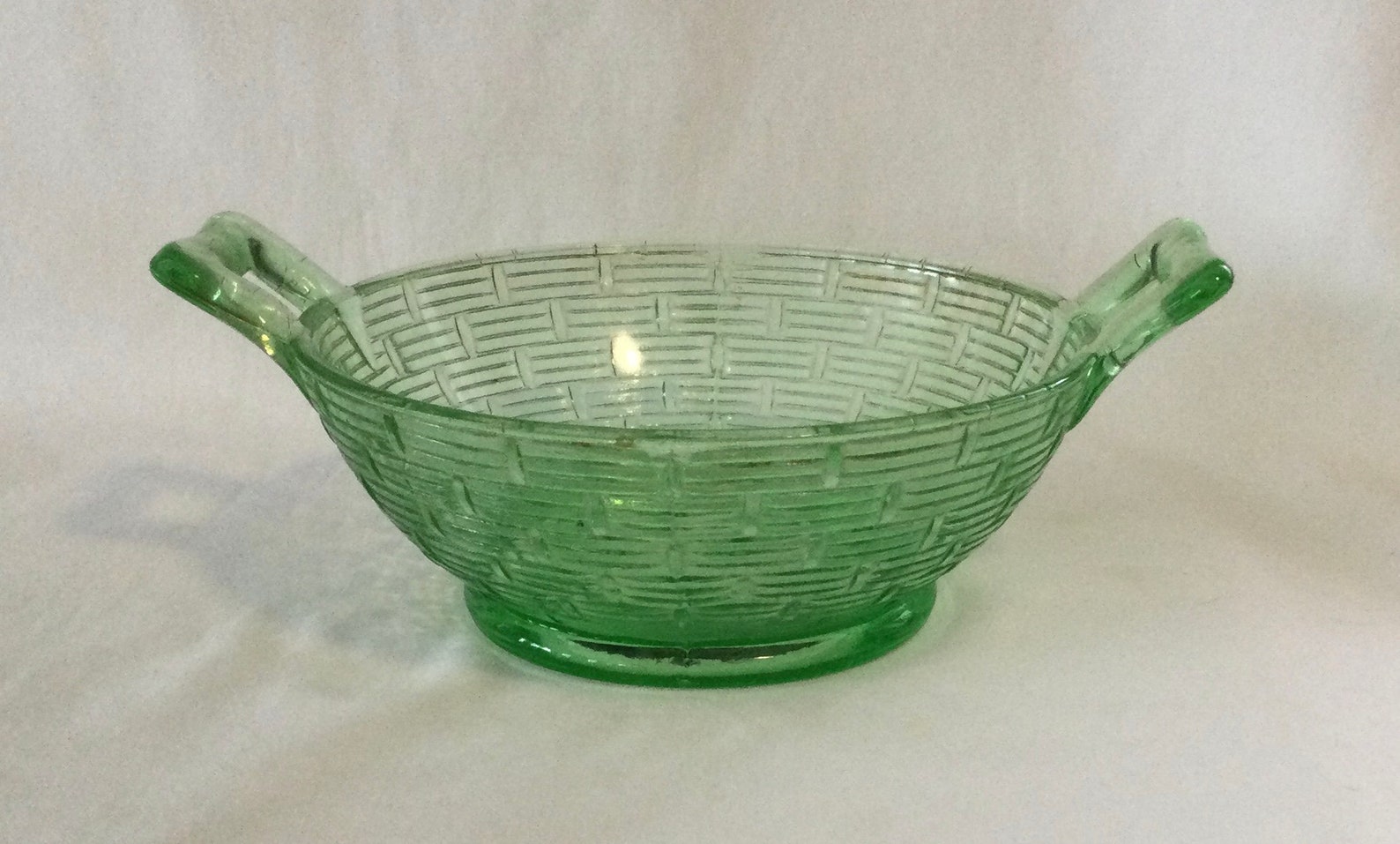 Vintage Green Depression Glass Basket Weave Pattern Two Etsy