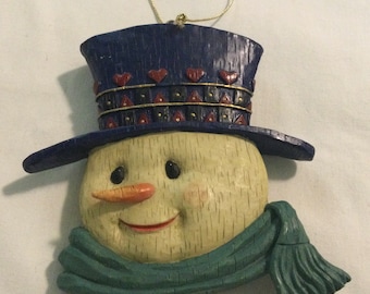 1999 K Killip Snowman Face Christmas Ornament