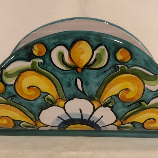 A Varsallona Caltagirone Italian Art Pottery Napkin Holder