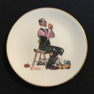 Vintage Gorham Bradbury Mint Norman Rockwell “ Man Threading A Needle “ Plate