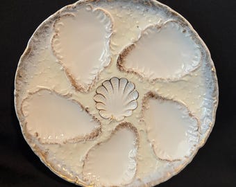 Antique 19th  Century Porcelain Oyster Plate
