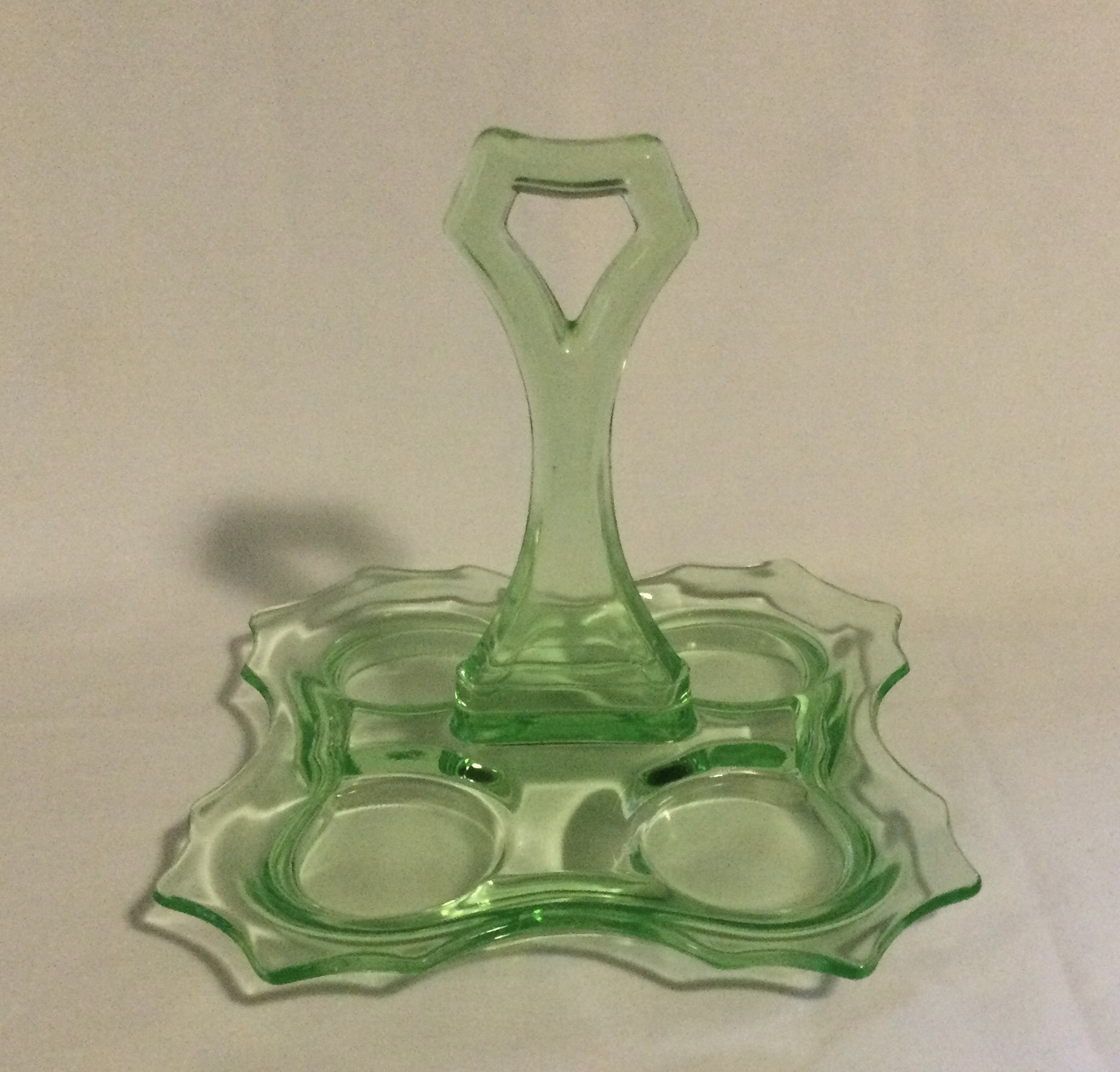 Vintage Green Uranium Glass Condiment/cup Caddy Etsy