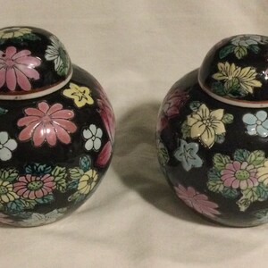 2 Vintage Allover Flower Porcelain Tea Canisters