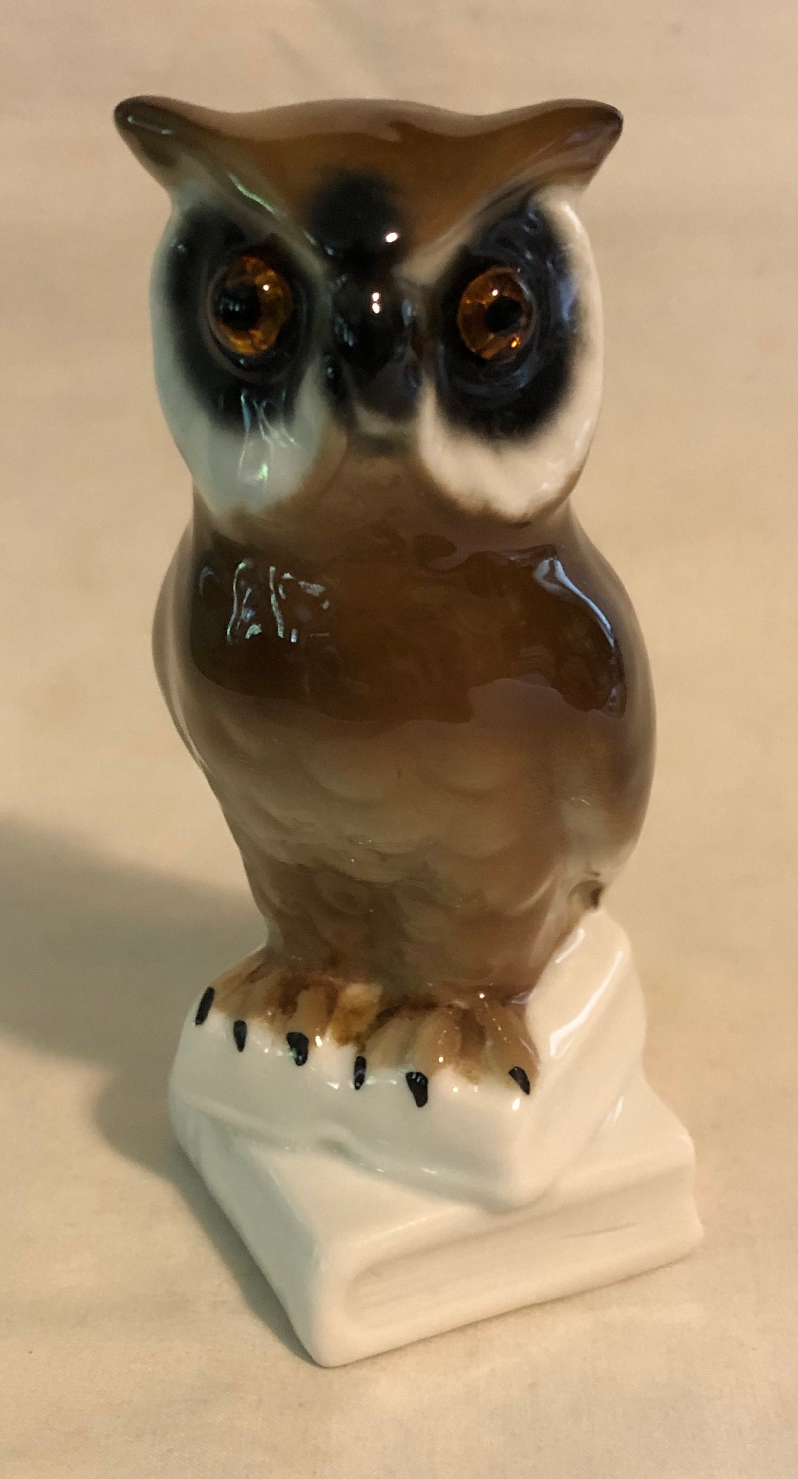 Vintage Porcelain Wise Owl on Books Figurine